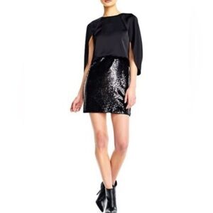Aidan By Aidan Mattox Sequined Charmeuse Capelet Dress Black Size 0